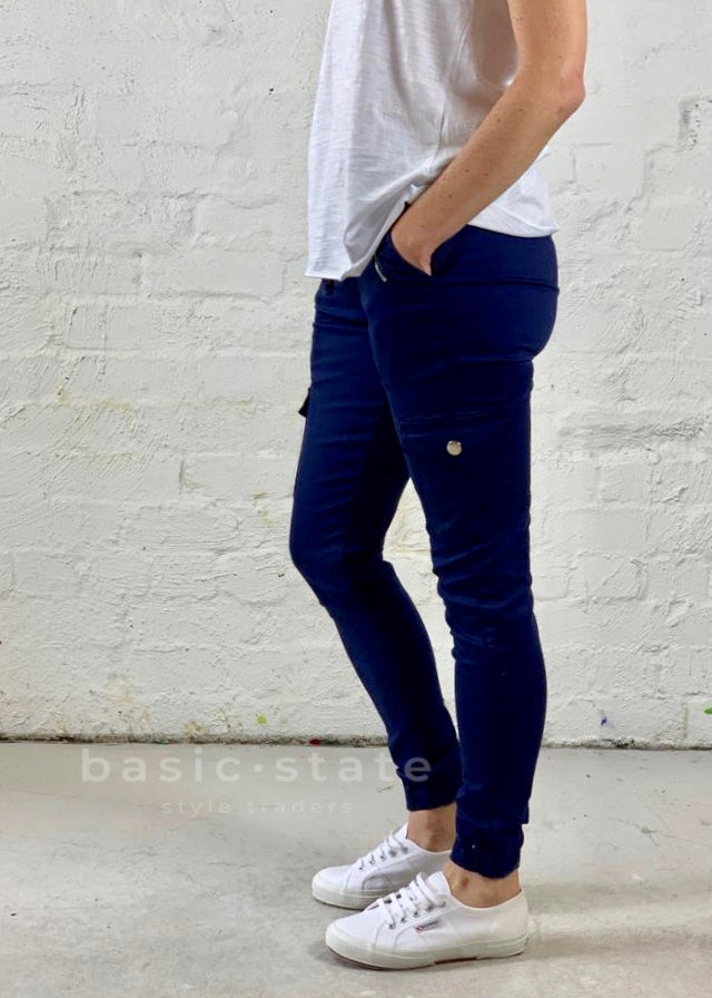 Joey Joggers Navy Pants - Dark Blue Denim Pants - Jeans - Basic State Australia