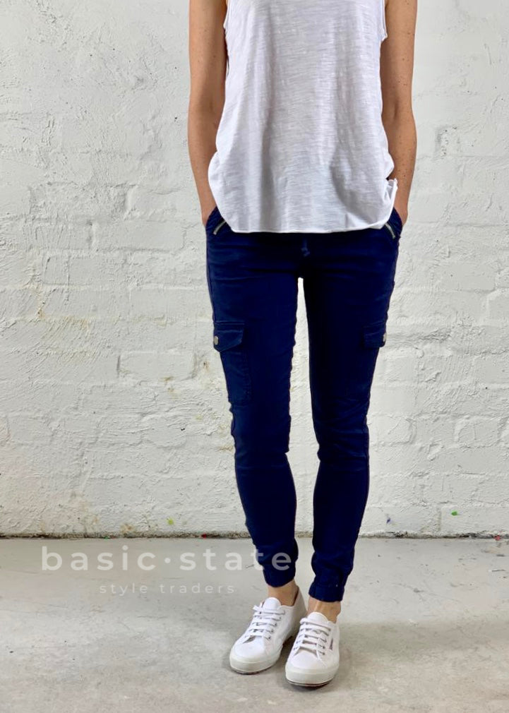 Joey Joggers Navy Pants - Dark Blue Denim Pants - Jeans - Basic State Australia