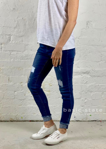 Katie Jeans Distressed Denim Stretchy Jeans Ripped Jeans Basic State Australia