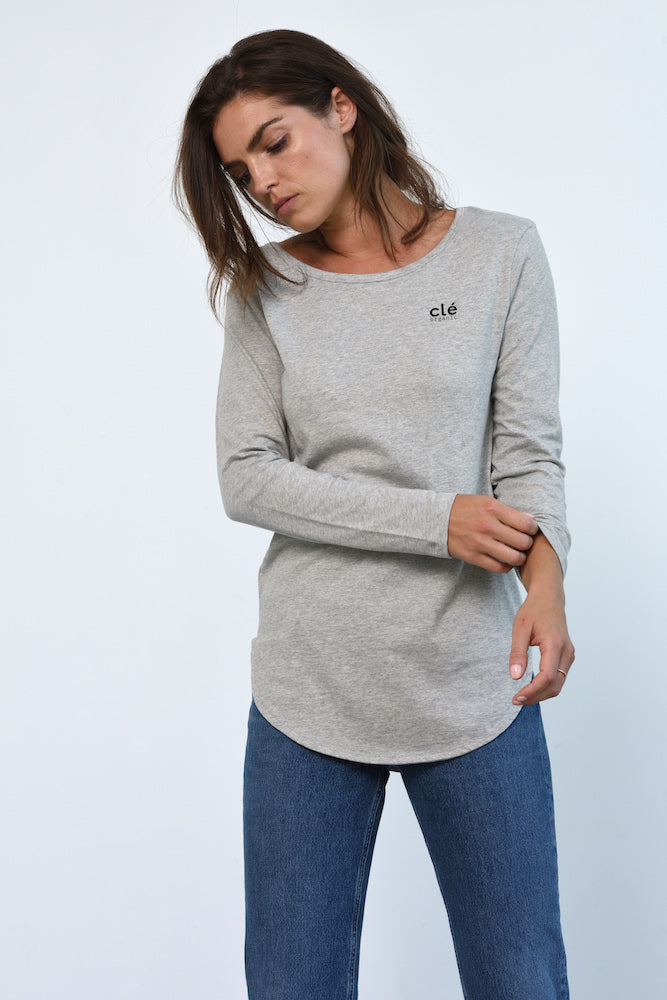 Buy Cle Organic Clothing Logo Top Cle Logo Tshirt Long Sleeve Cle Logo Long Sleeve Tshirt - Basic State Cle organic essentials Stockist