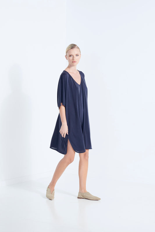 Themis Tee Shirt Drape Dress - Aegean Navy