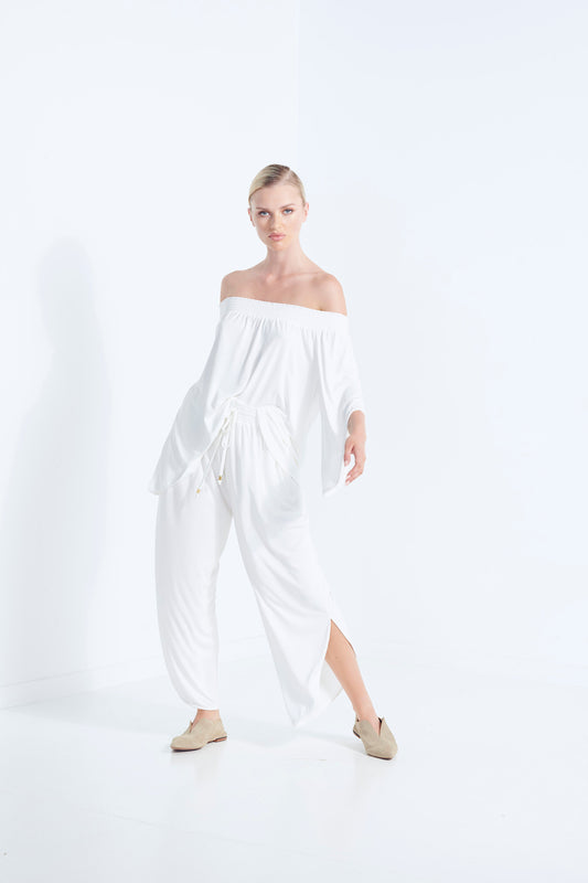 Naevia Off the Shoulder Top - White Dew