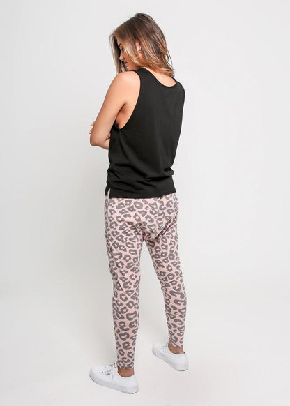 Lainie Lounge Pants Joggers - Pink & Grey Leopard - Basic State Australia