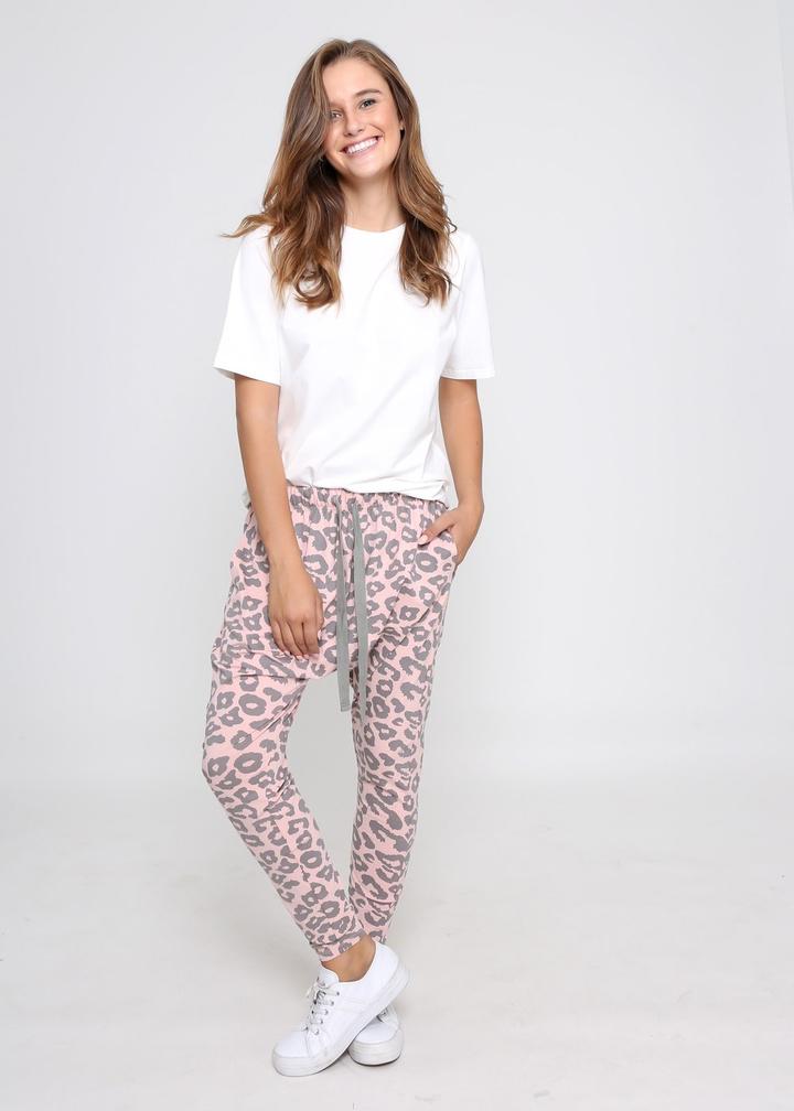 Lainie Joggers - Pink & Grey Leopard - Basic State Australia