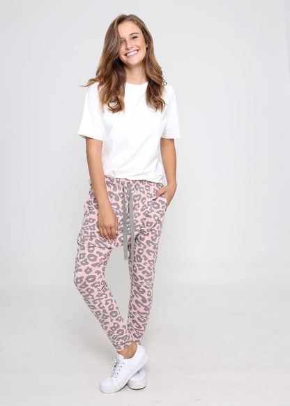 Lainie Joggers - Pink & Grey Leopard - Basic State Australia