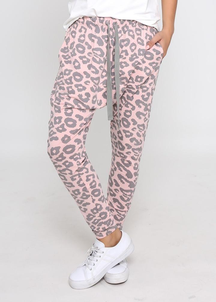 Lainie Joggers - Pink & Grey Leopard - Basic State Australia