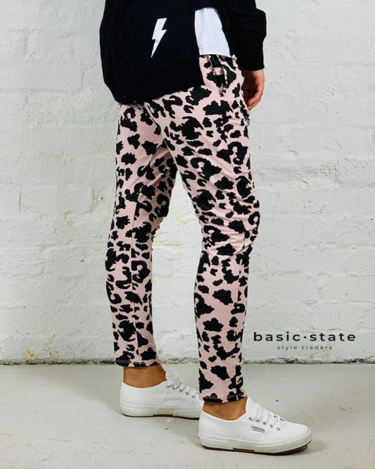Pink Leopard Print Pants Lainie Drop Crotch Pant Leopard Lounge Pants