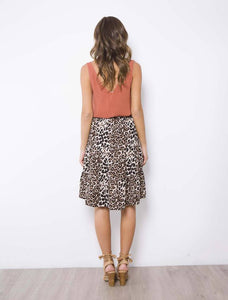 Midi Skirt Leopard Print Skirt Loula Skirt Knee Length Skirt Basic State