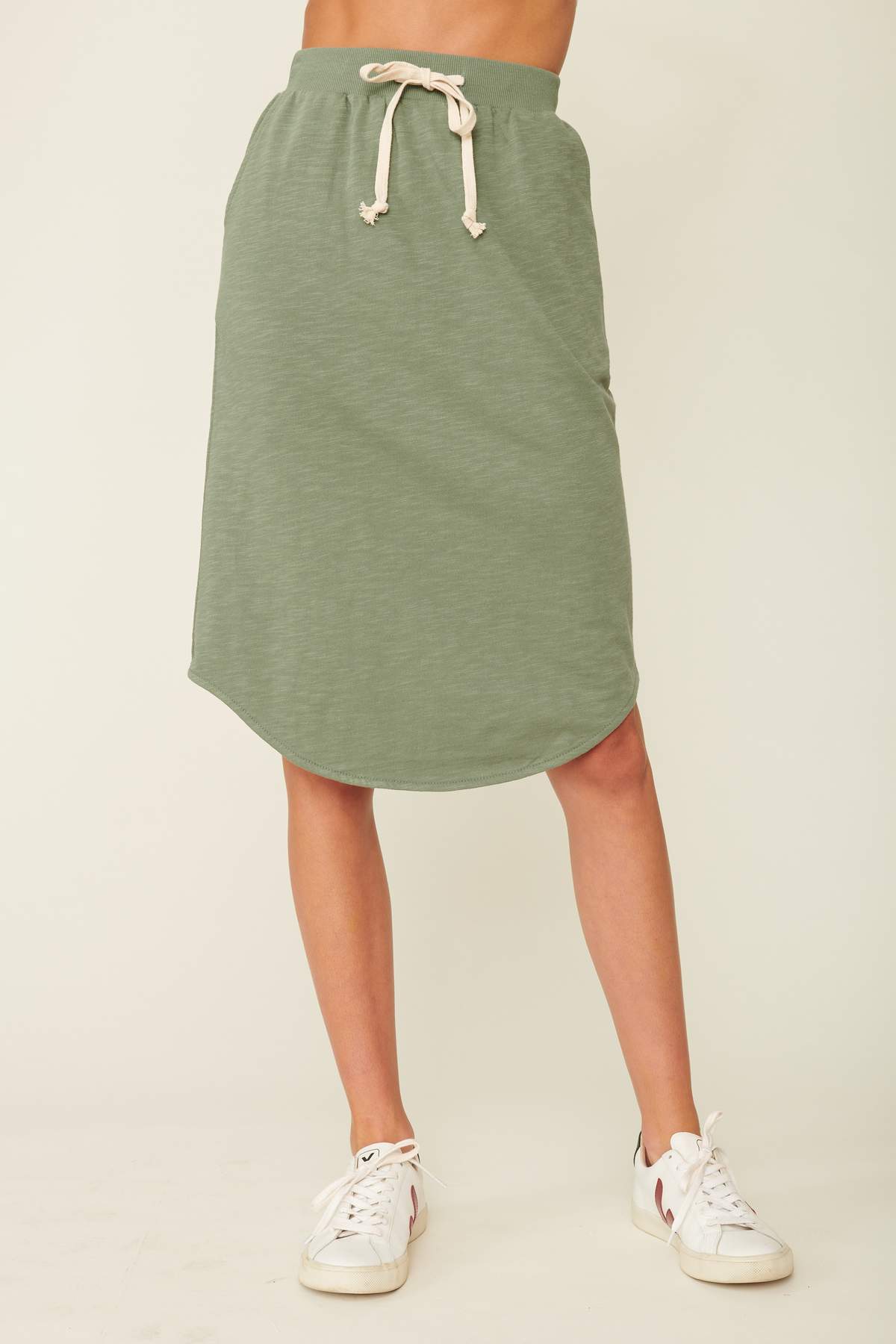 Buy Midi SKirt online Lulu Organic Essentials Pebble Beach Skirt  Khaki Ladies Pencil Skirt