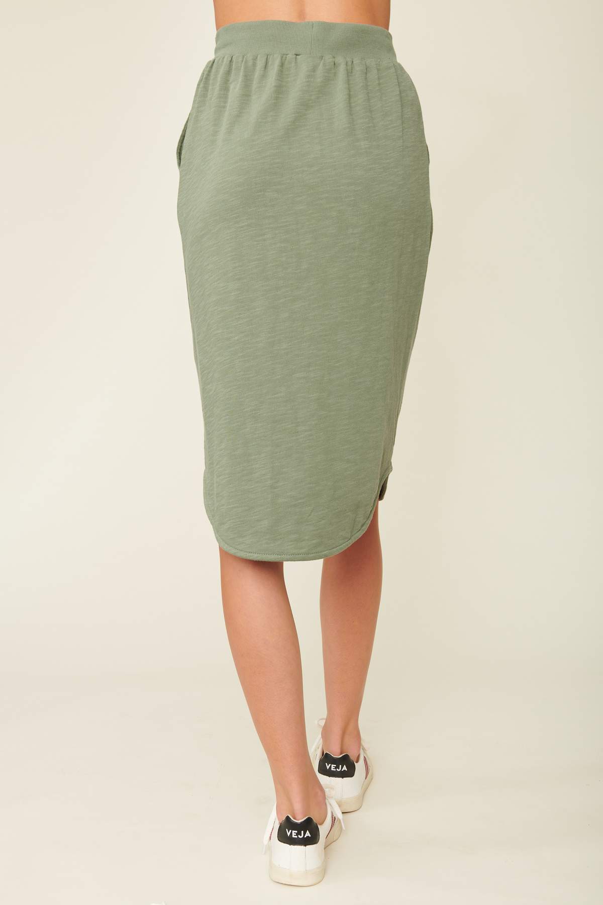 Buy Midi SKirt online Lulu Organic Essentials Pebble Beach Skirt  Khaki Ladies Pencil Skirt