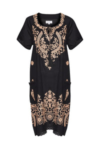 Plus Size Sao Paulo Dress - Black with Embroidery