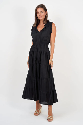 Plus Size Sophia Dress - Black w Embroidery