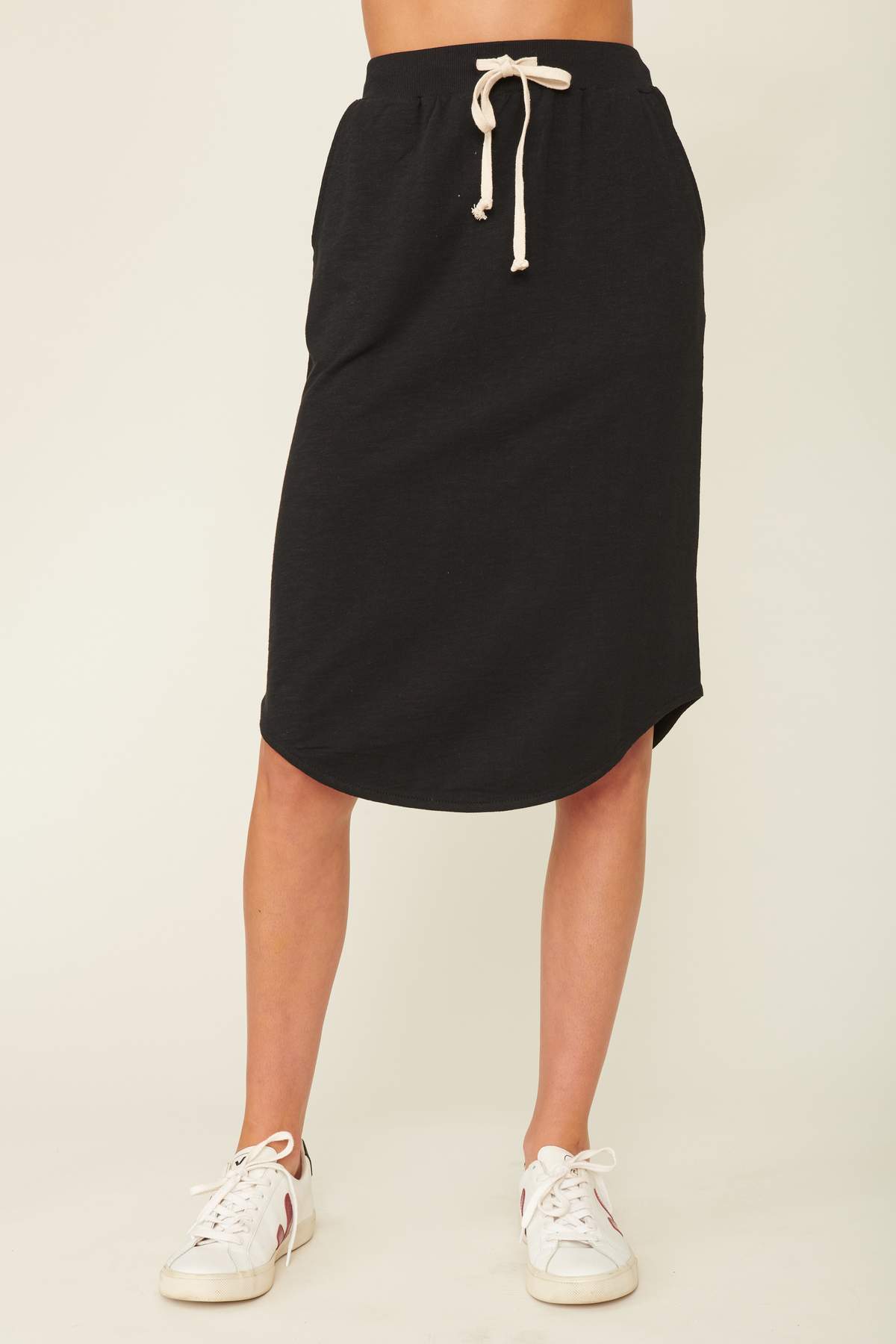 Buy Midi SKirt online Lulu Organic Essentials Pebble Beach Skirt  Black Ladies Pencil Skirt