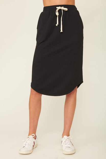 Buy Midi SKirt online Lulu Organic Essentials Pebble Beach Skirt  Black Ladies Pencil Skirt