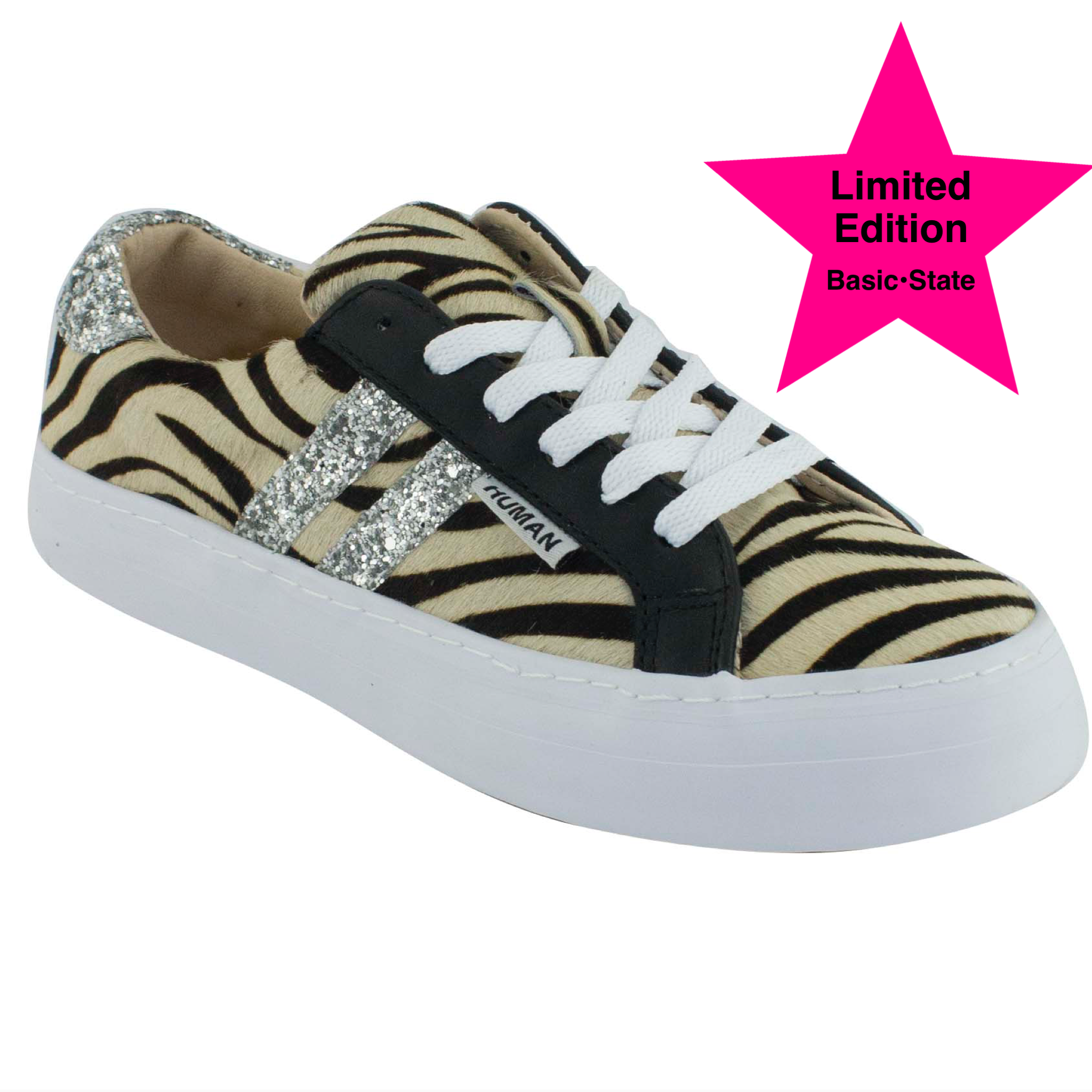 Prospect Leather Flatform Sneakers Zebra Print