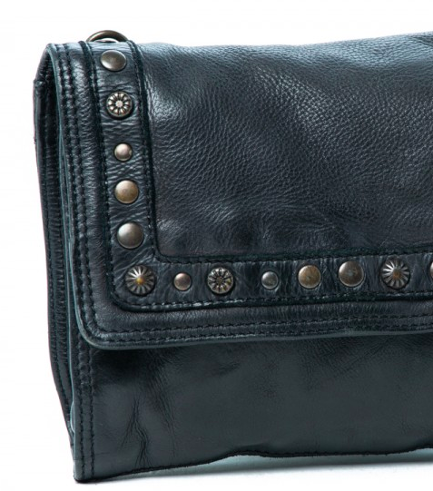 Rugged Hide Puma Leather Studded Bag - Black Leather - Basic State