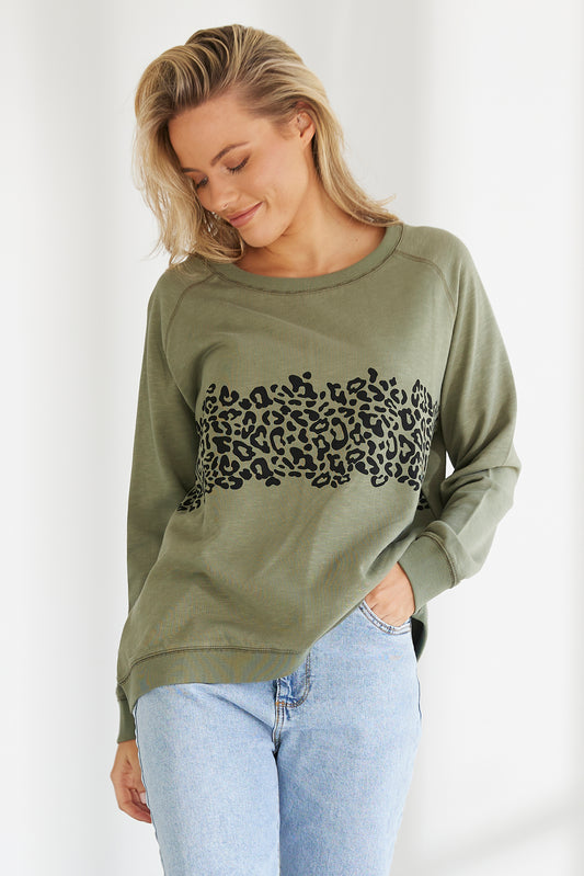 Buy jovie Raven sweater online shop Jovie Buy Jovie Khaki Leopard PRint jumpbers online Jovie Raven Jumper Jovie Melbourne Stockist Jovie Australian stockist Jobie the Label Stockists