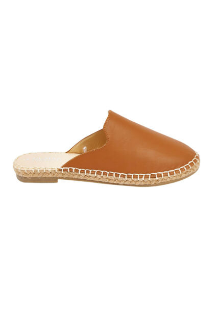 Riley Leather Slides Riley Tan Leather Shoes Riley Tan Mules Basic State