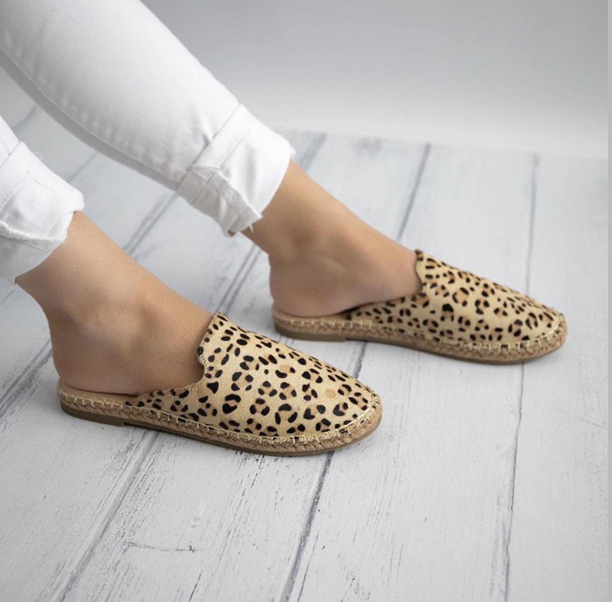 Riley Oscelot Animal Print Leather Slides