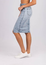 Silvie Denim Knee Length Skirt with Front Split