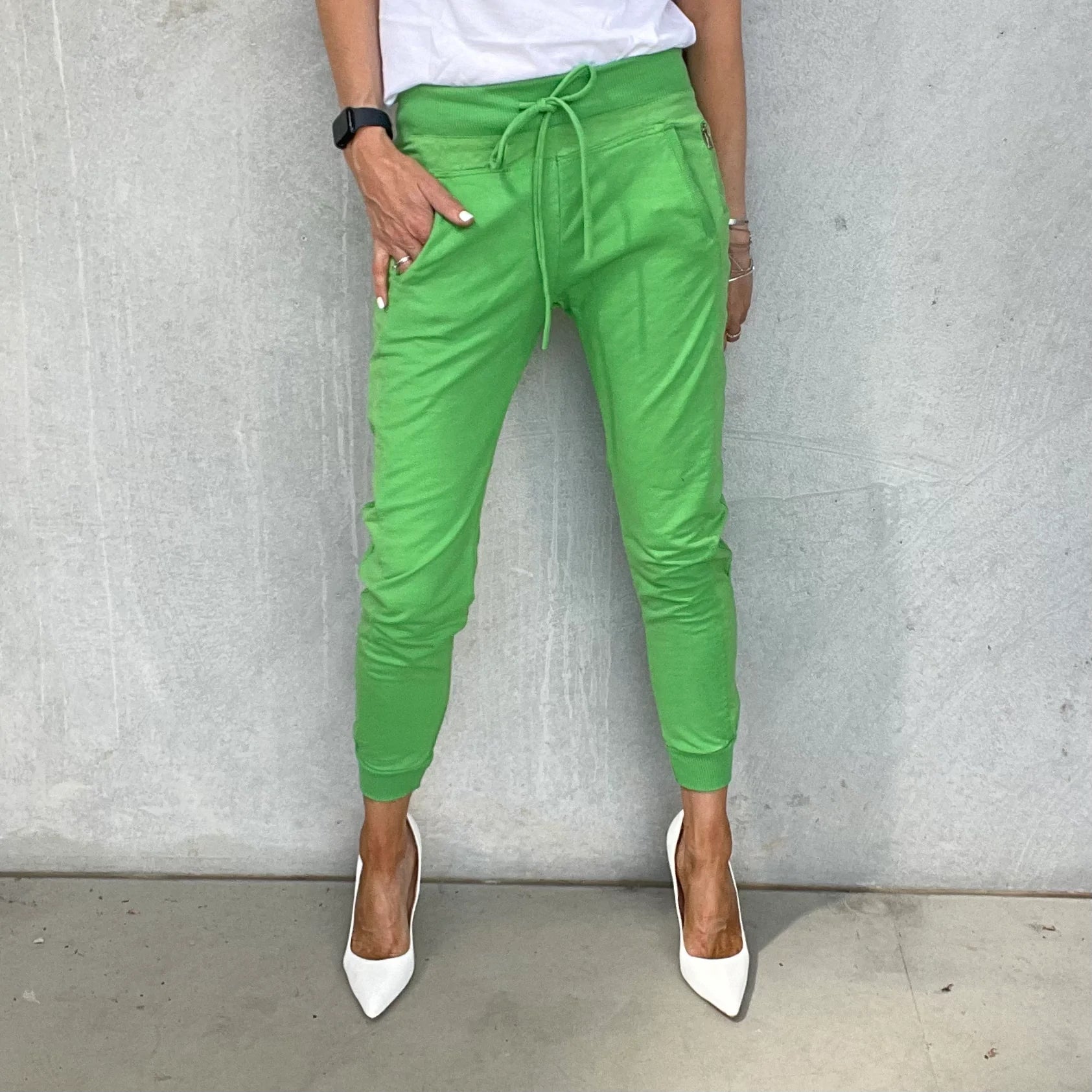 Green and cheap white joggers