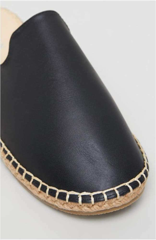 Riley Black Leather Slides Riley Black Leather Mules Basic State